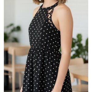 CHARLOTTE RUSSE Polka Dot Dress, Juniors L, Black White